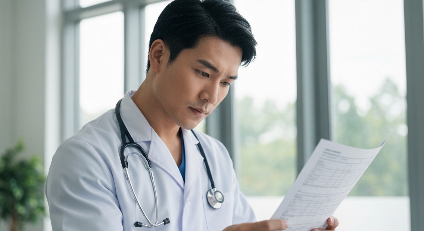 Hình ảnh minh họa về một buổi kiểm tra sức khỏe định kỳ, bao gồm đo huyết áp, khám tim mạch và xét nghiệm máu.