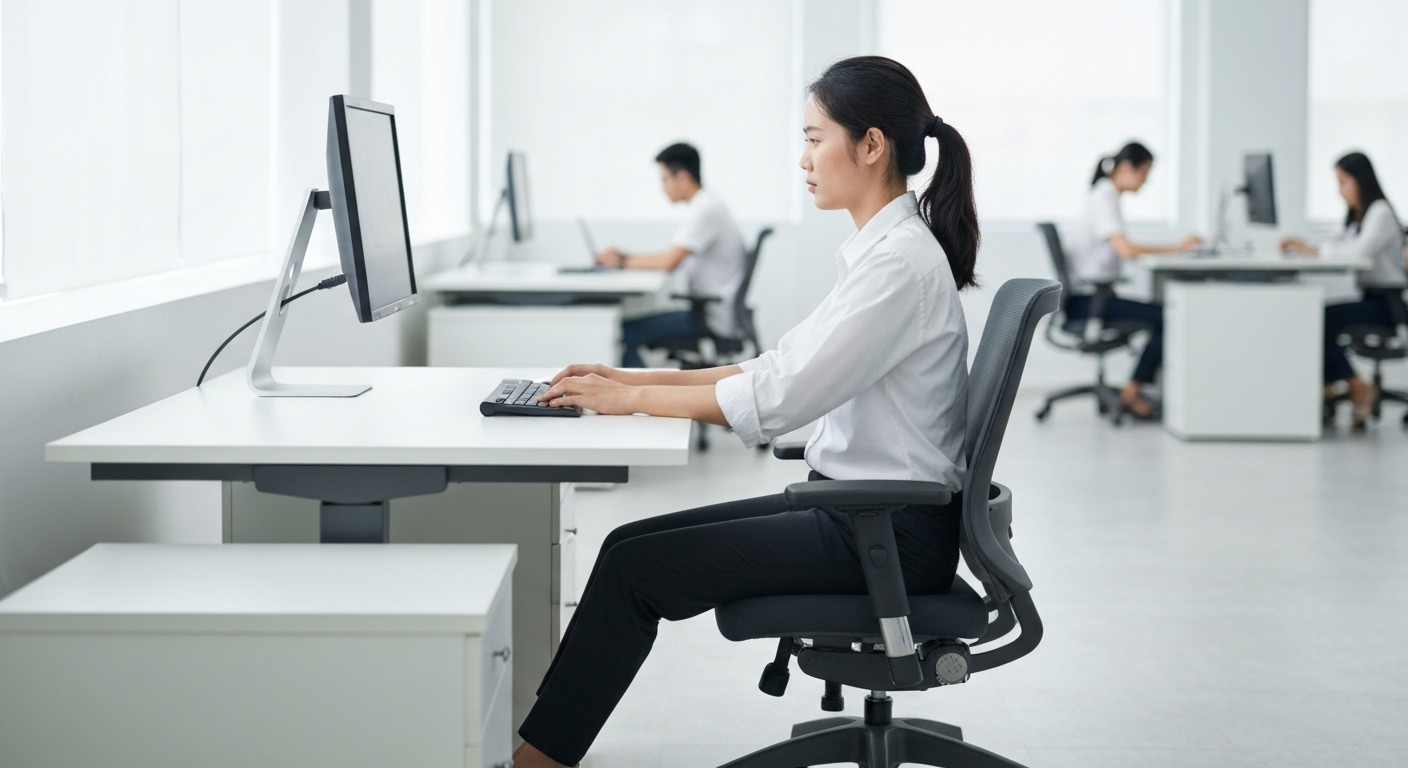 Tư thế ngồi đúng giúp bảo vệ cột sống và giảm đau lưng cho dân văn phòng