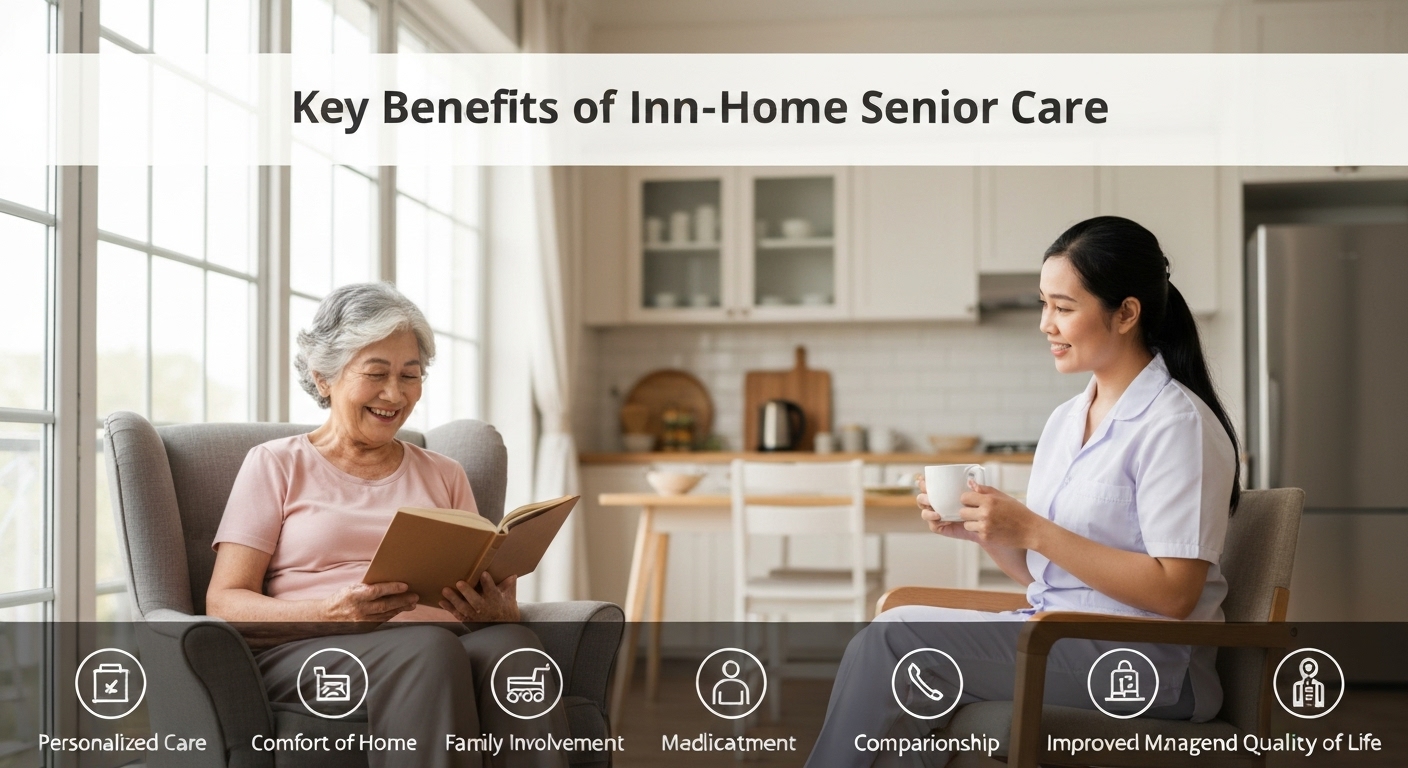 Các lợi ích chính của dịch vụ chăm sóc người cao tuổi tại nhà.
