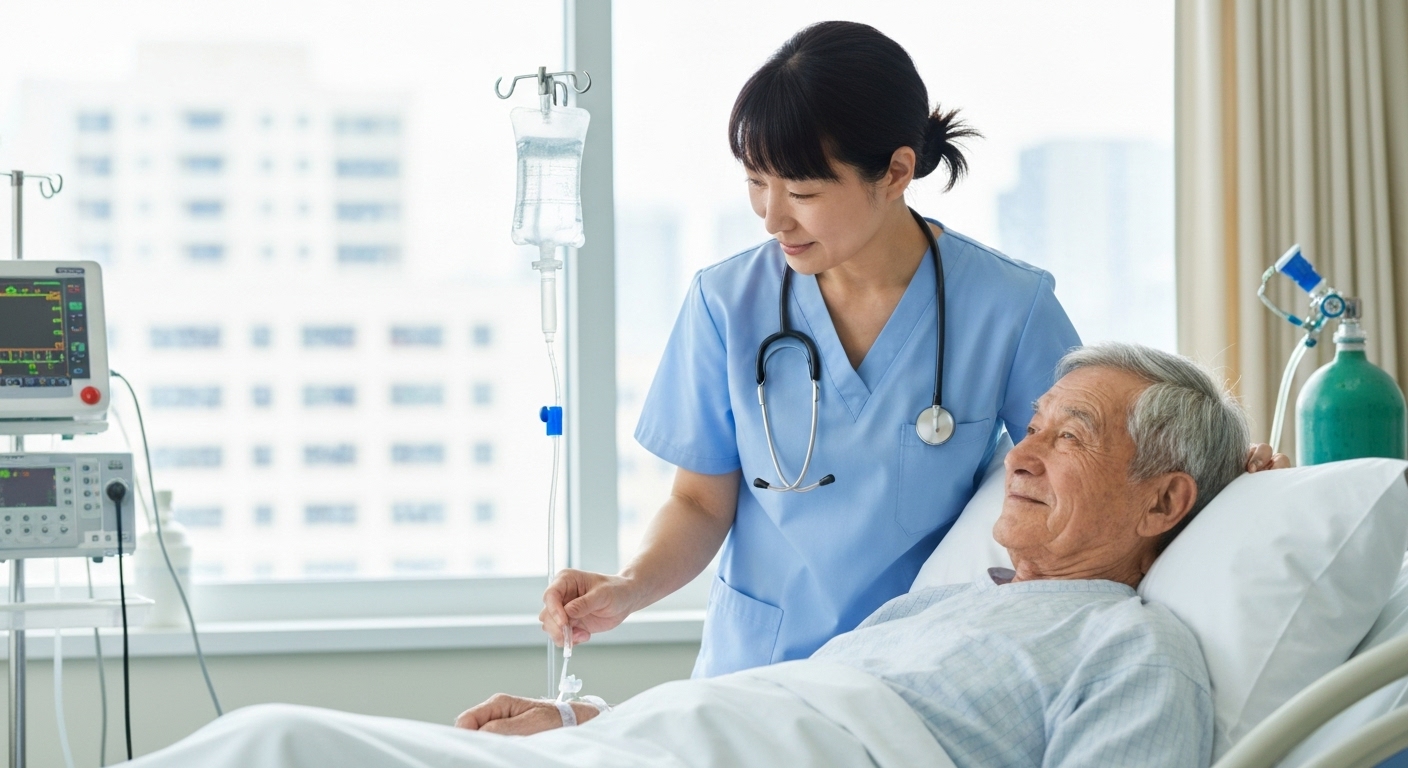 Điều dưỡng viên chuyên nghiệp hỗ trợ bệnh nhân trong quá trình điều trị
