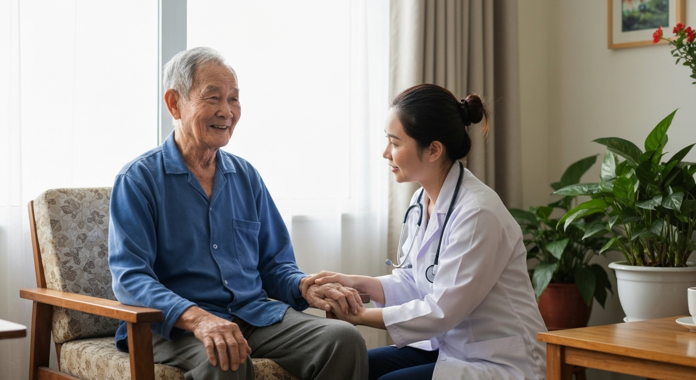 Bác sĩ gia đình tư vấn sức khỏe cho bệnh nhân lớn tuổi