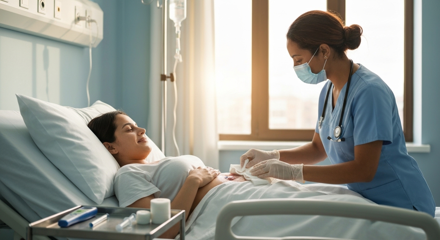 Hình ảnh chăm sóc vết mổ sau sinh