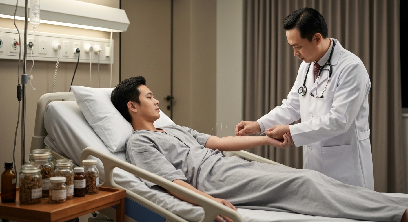 Hình ảnh minh họa việc ứng dụng đông y trong quá trình chăm sóc bệnh nhân sau phẫu thuật.