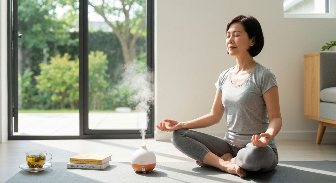 Người chăm sóc đang thư giãn và thực hiện các hoạt động giải tỏa stress.