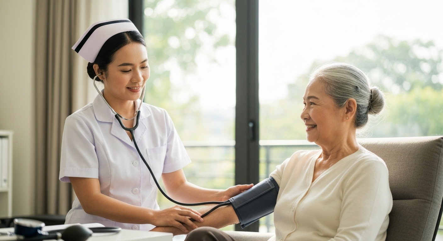 Hình ảnh chăm sóc bệnh nhân tại nhà bởi điều dưỡng viên