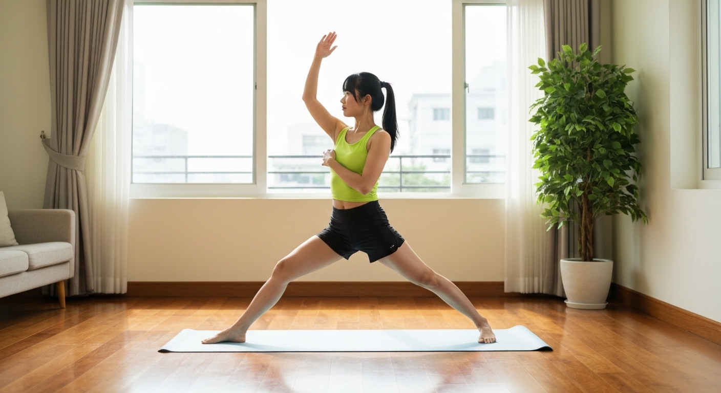 Ảnh minh họa người phụ nữ tập yoga tại nhà