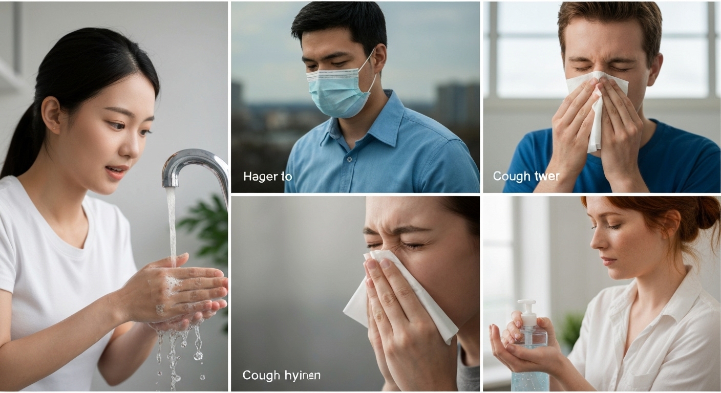 Hình ảnh minh họa các biện pháp vệ sinh cá nhân để phòng ngừa bệnh.