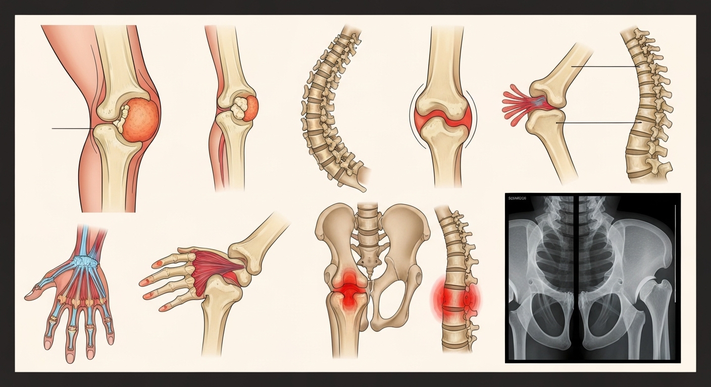 Hình ảnh minh họa các loại bệnh xương khớp phổ biến