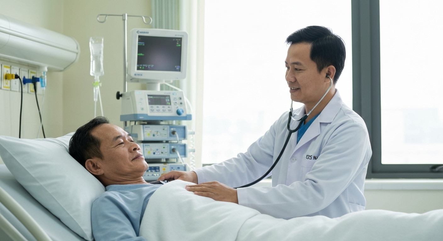 Bác sĩ thăm khám cho bệnh nhân tự miễn tại bệnh viện