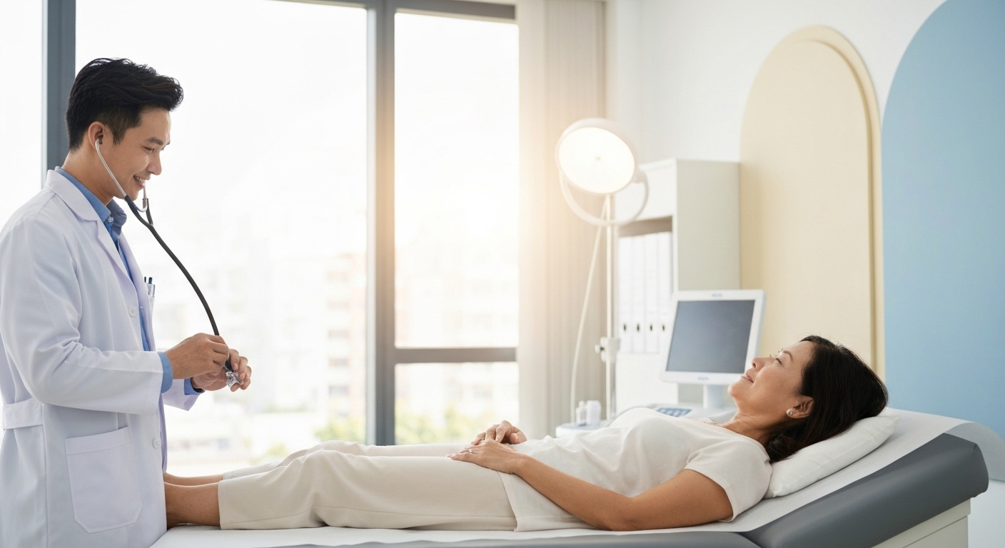 Bác sĩ gia đình khám bệnh tổng quát cho bệnh nhân