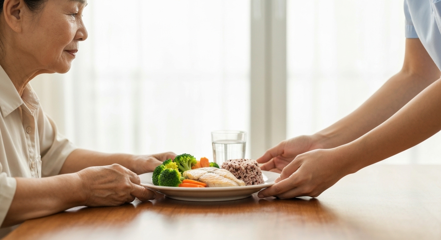 Một bữa ăn lành mạnh, giàu chất xơ và vitamin được chuẩn bị cho bệnh nhân ung thư đại tràng.