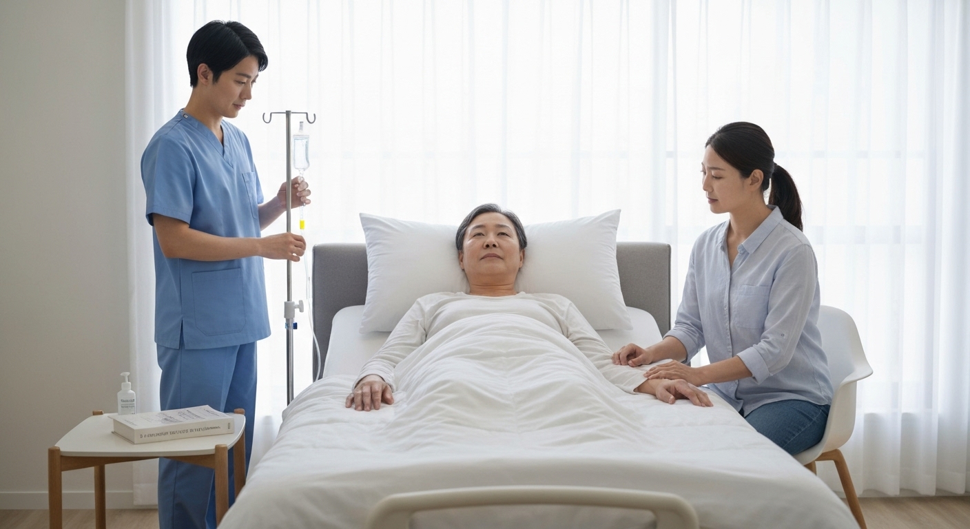 Người thân và nhân viên y tế chăm sóc bệnh nhân ung thư tại nhà