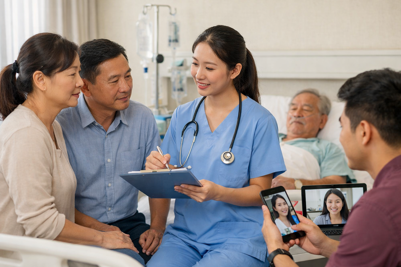 Quy trình làm việc chuyên nghiệp giữa điều dưỡng và người nhà bệnh nhân