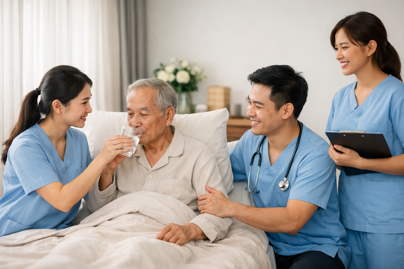 Đội ngũ nhân viên chăm sóc sức khỏe chuyên nghiệp của Thiện Tâm