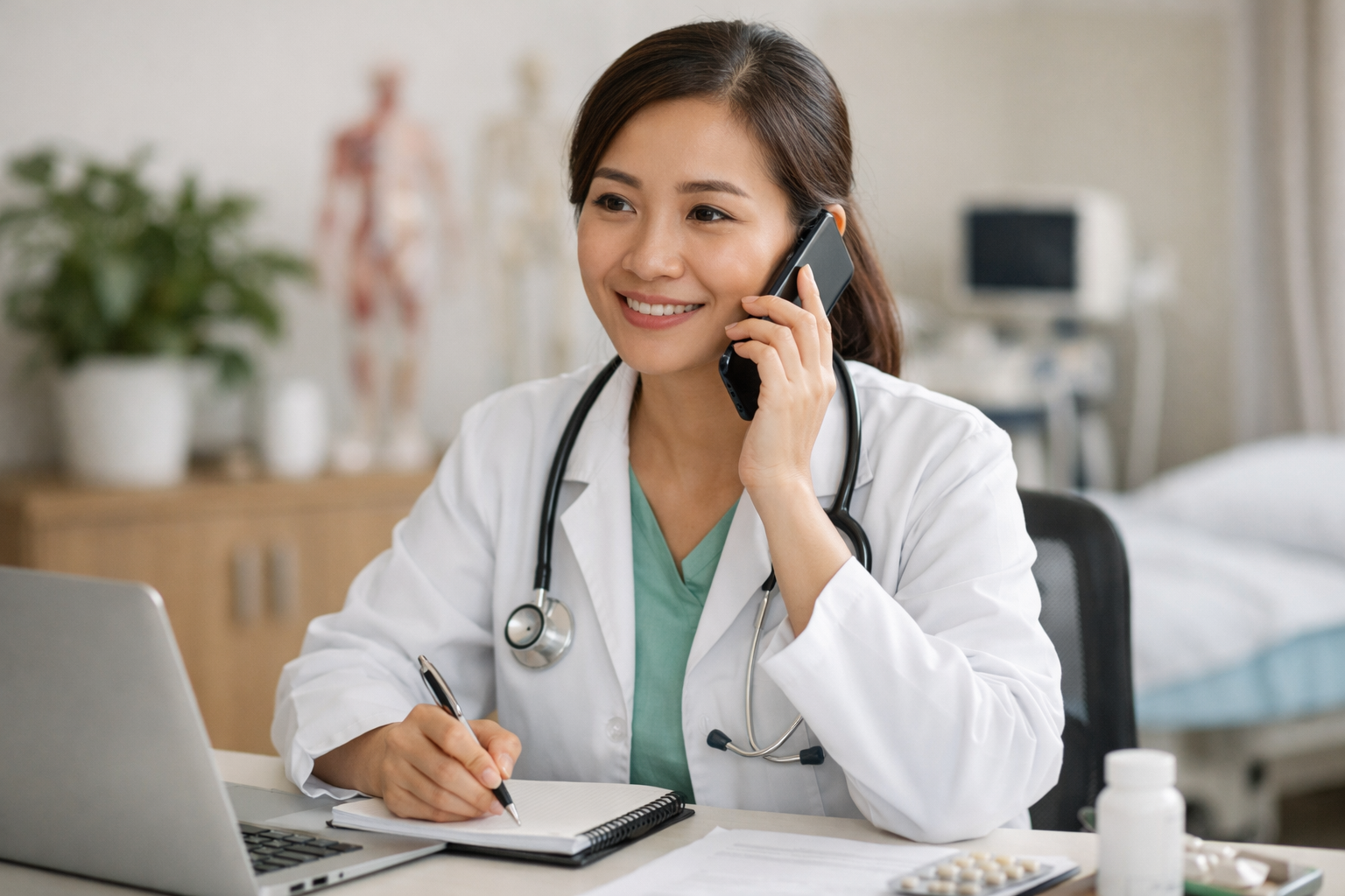 Chuyên gia y tế của Thiện Tâm đang tư vấn sức khỏe qua điện thoại cho khách hàng