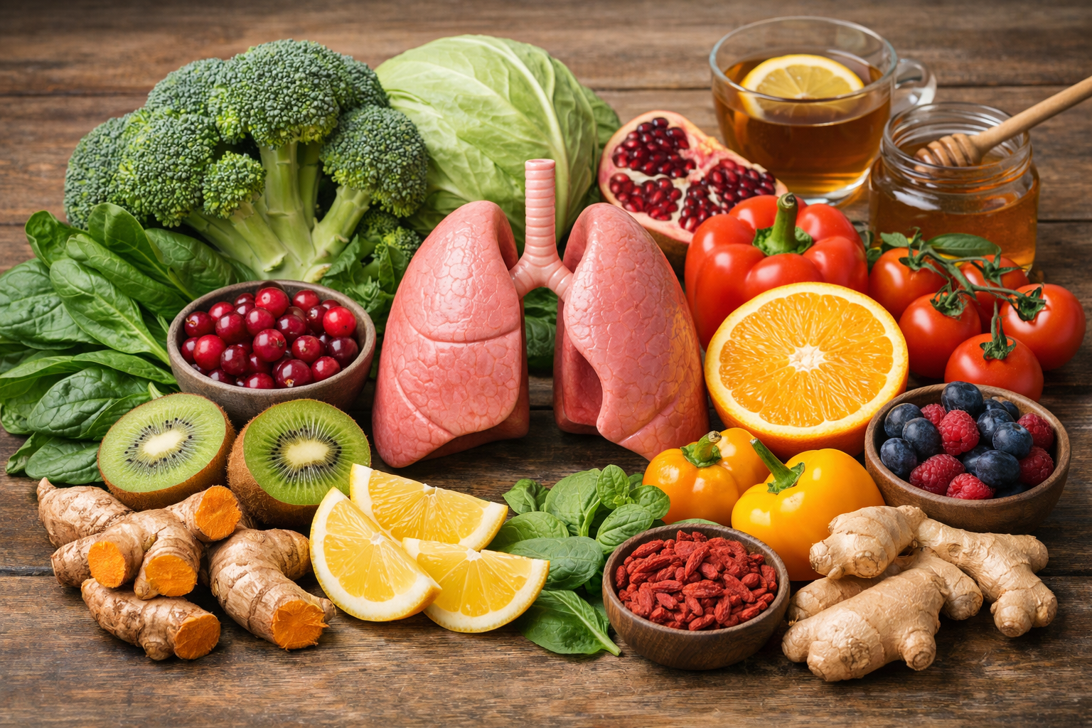 Các loại rau củ quả giàu vitamin C và chất chống oxy hóa hỗ trợ bảo vệ phổi