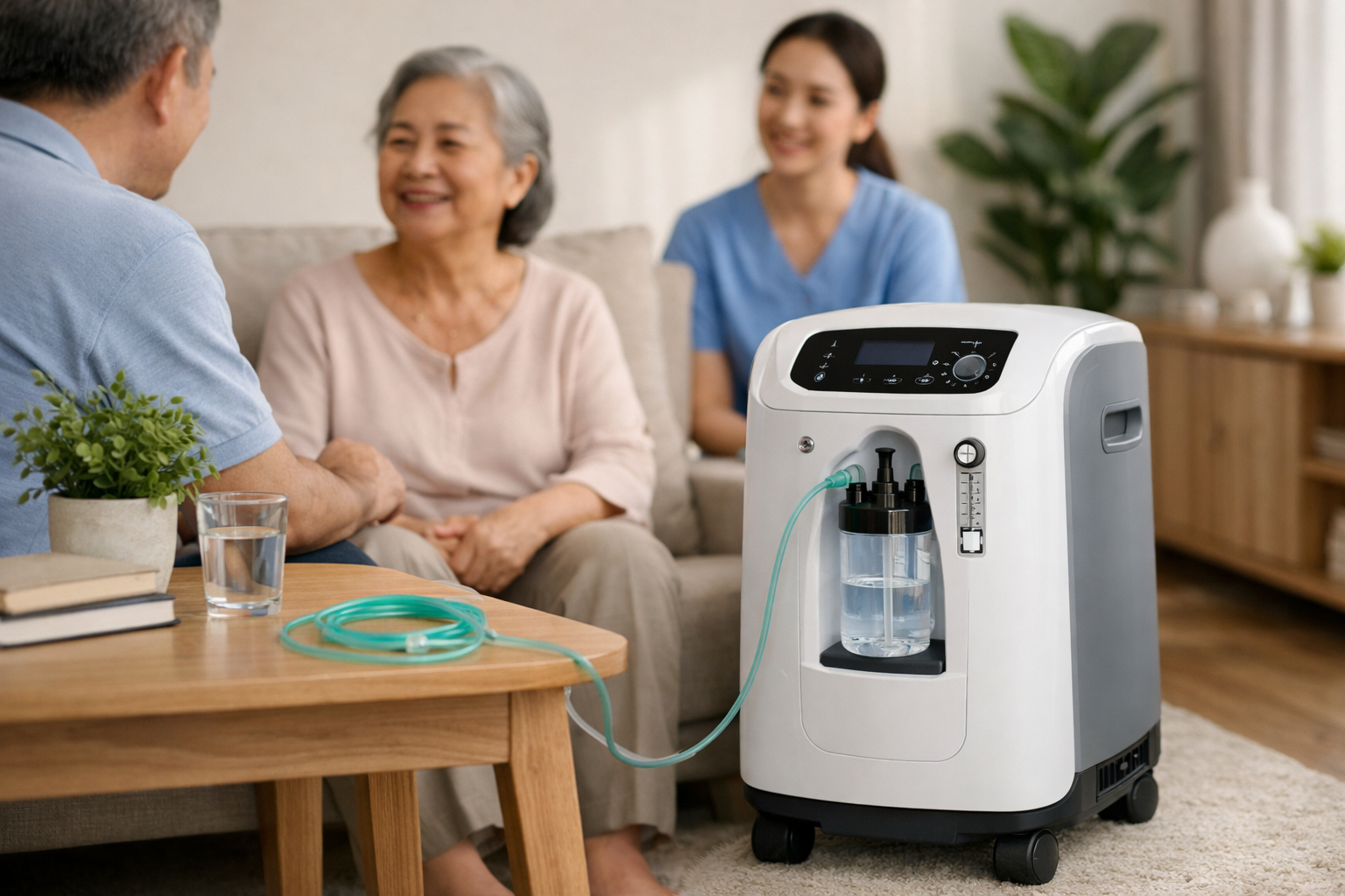 Thiết bị máy tạo oxy hiện đại nhỏ gọn phù hợp sử dụng cho không gian gia đình