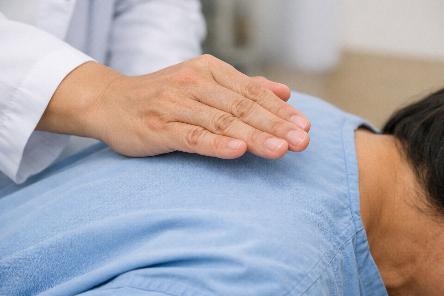 Hình ảnh bàn tay khum đúng cách trong kỹ thuật vỗ rung đờm dãi